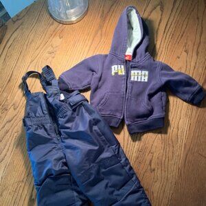 (2 items) 18 mo boys Snowbibs & jacket, like New